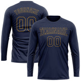 Custom Navy Navy-Old Gold Long Sleeve Performance Salute To Service T-Shirt