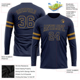 Custom Navy Navy-Old Gold Long Sleeve Performance Salute To Service T-Shirt