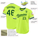 Custom Neon Green Green-White Authentic Throwback Baseball Jersey