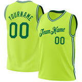 Custom Neon Green Kelly Green-White Authentic Throwback Basketball Jersey