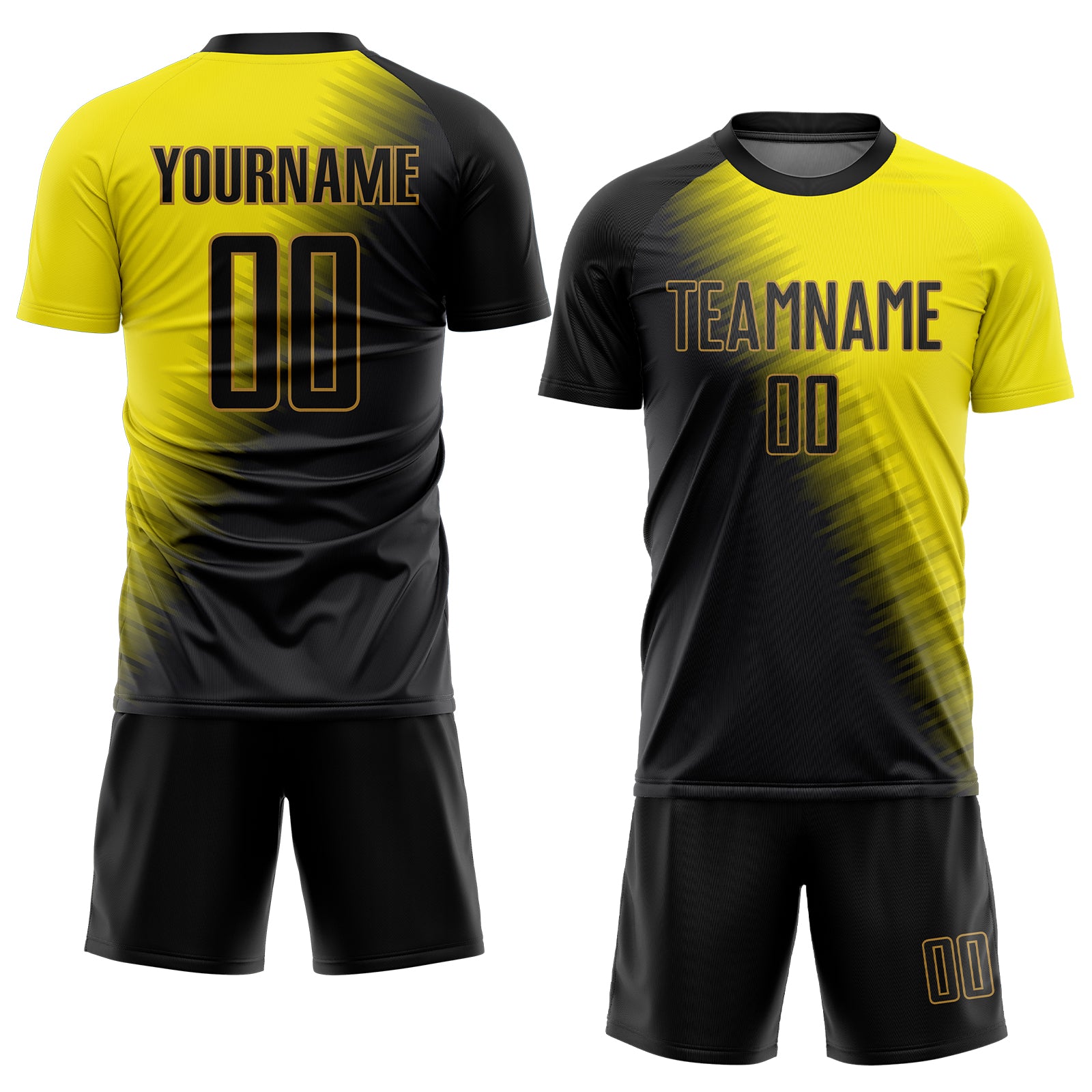 Custom Graffiti Pattern Black-Old Gold Sublimation Soccer Uniform Jersey