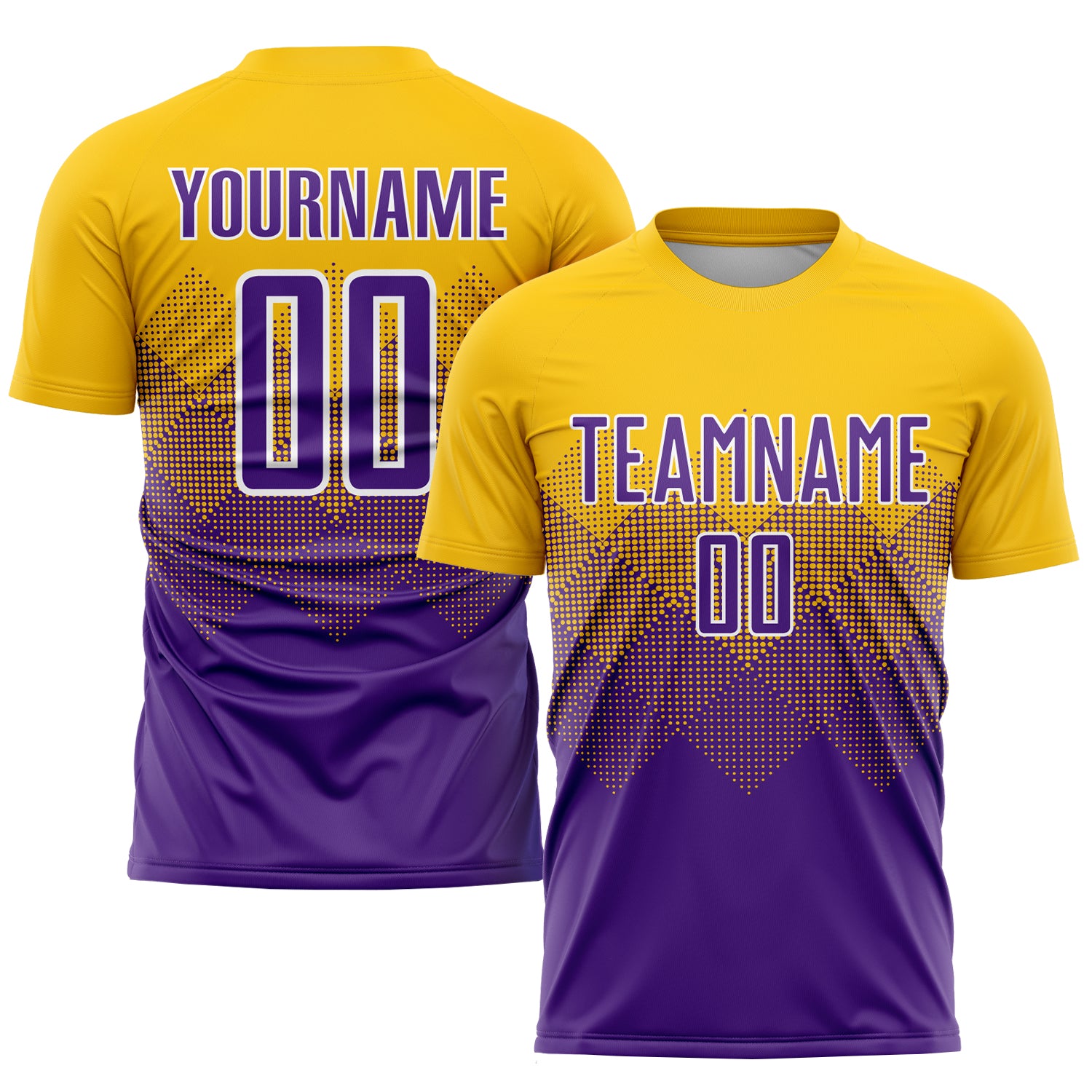 Custom Purple Gold-Black Sublimation Fade Fashion Soccer Uniform