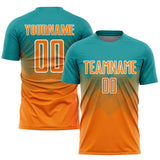 Custom Teal Bay Orange-White Sublimation Soccer Uniform Jersey