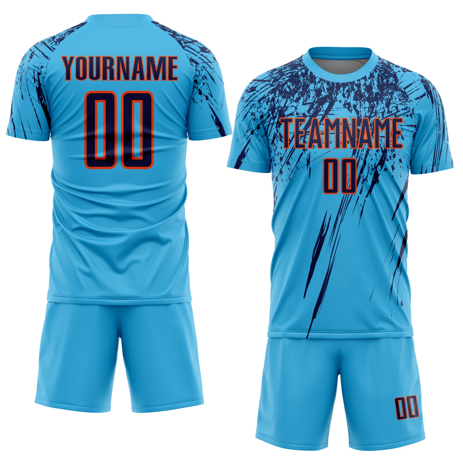 Custom Orange White-Black Sublimation Fade Fashion Soccer Uniform