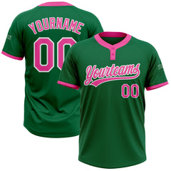 Cheap Custom Cream Pink-Kelly Green Two-Button Unisex Softball Jersey Free  Shipping – CustomJerseysPro