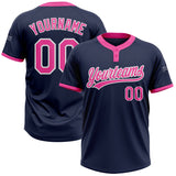 Custom White Pink-Kelly Green Two-Button Unisex Softball Jersey Women's Size:S