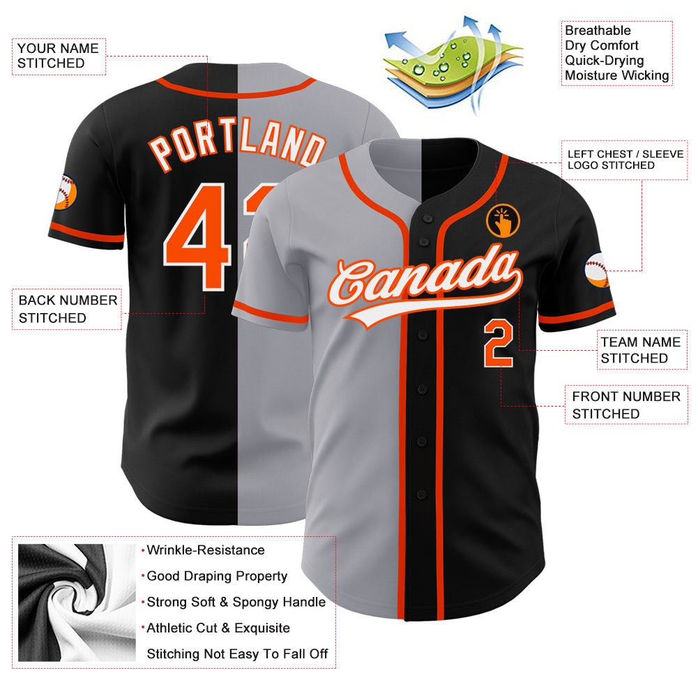 Custom Black Orange Baseball Jersey