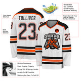 Custom White Black-Orange Hockey Jersey