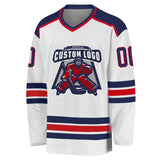 Custom White Navy-Red Hockey Jersey