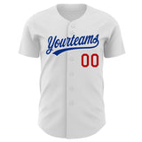 Custom White Red-Royal Authentic Baseball Jersey