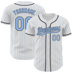 Custom White Light Blue Pinstripe Light Blue-Steel Gray Authentic Baseball  Jersey Clearance – FanCustom