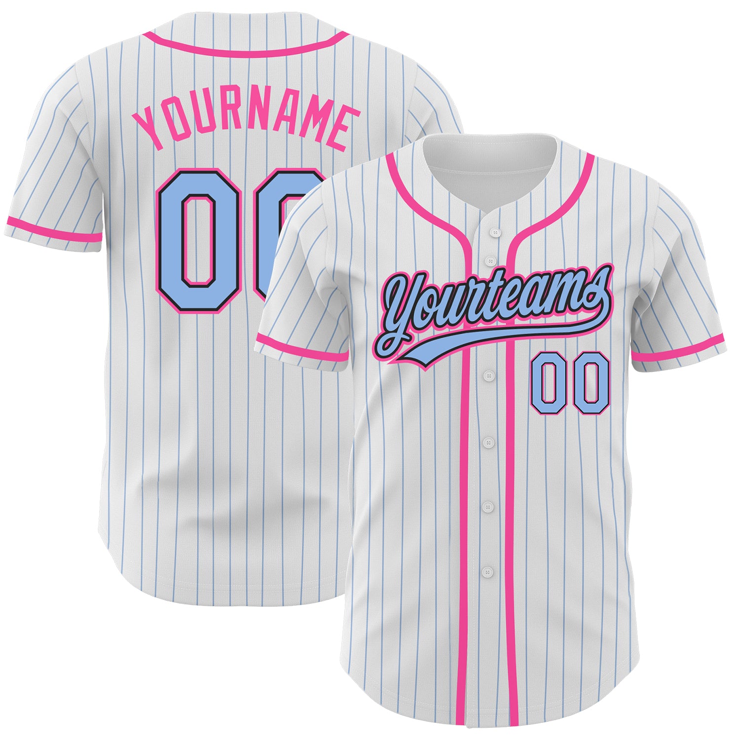 Custom White Light Blue Pink-Black Authentic Two Tone Baseball Jersey Free  Shipping – Fiitg
