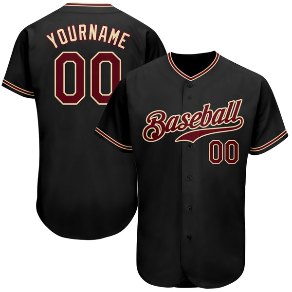 Create Baseball Crimson Black Authentic Khaki Jersey Clearance – FanCustom