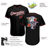 Custom Black White-Red Authentic Skull Fashion Baseball Jersey