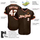 Custom Brown White-Orange Authentic Baseball Jersey