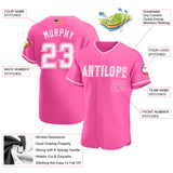 Custom Pink White Authentic American Flag Fashion Baseball Jersey