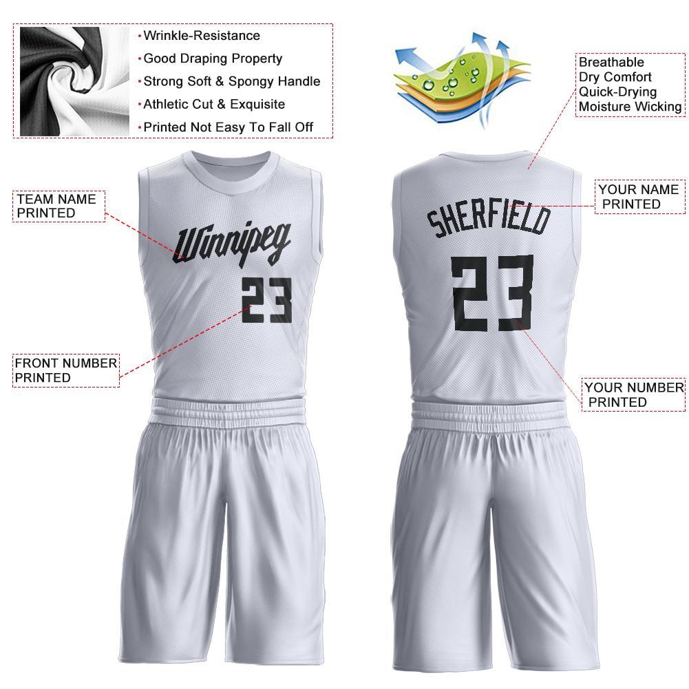 Custom Black White Round Neck Suit Basketball Jersey