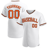 Custom White Orange-Black Authentic Baseball Jersey